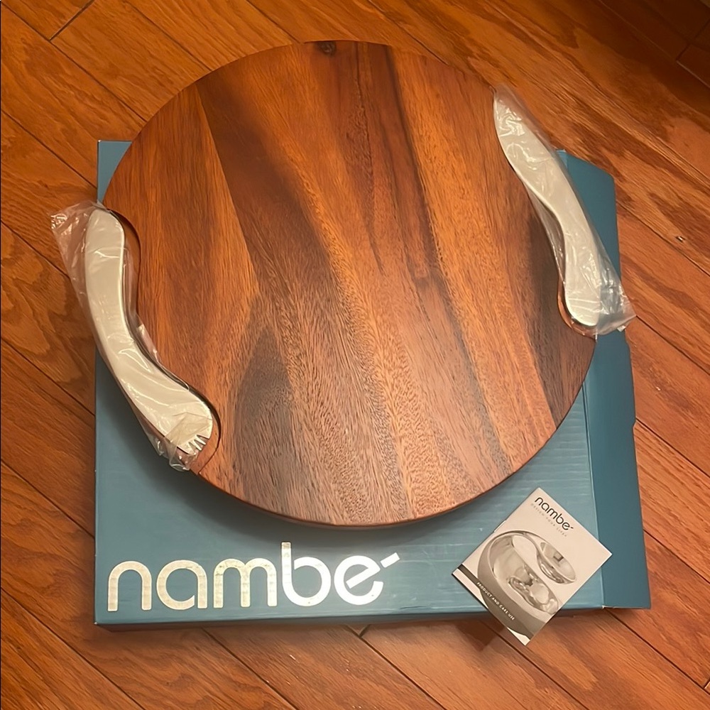 Nambe Acacia and Silver Round Tray